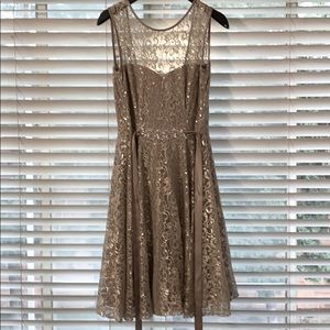 Betsy & Adam silver lace dress